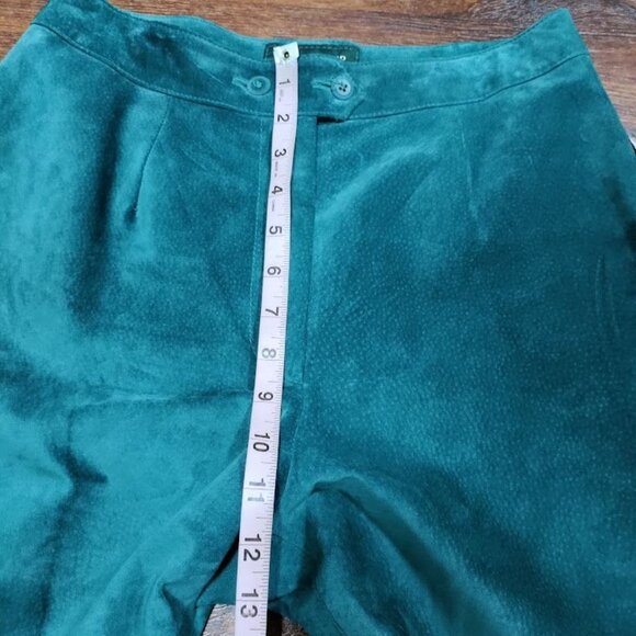 Bushwacker Vintage Teal Genuine Leather Suede High Rise Pants Women's Size 8 - Picture 15 of 16